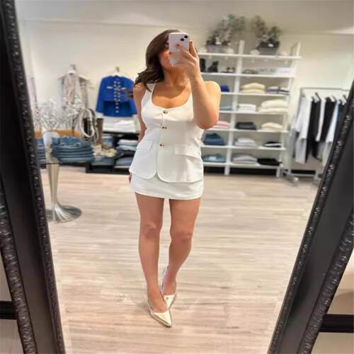 deep V backless sequined tank top sexy slim fit dress女式气