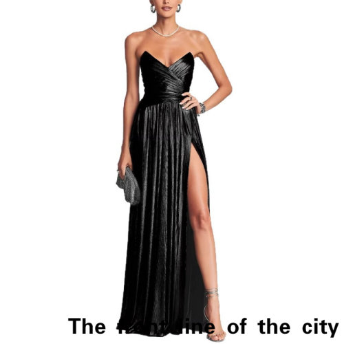 SexySplitBubbleSleeveTiedDress