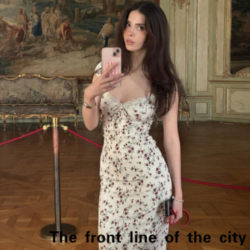 RetroPrintHolidayStraplessDres
