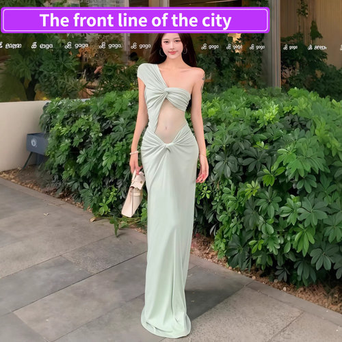 Sexylaceslitslimfitdress纯色镂