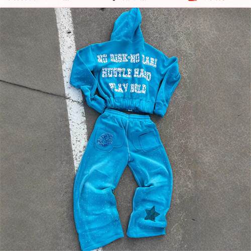 Printed loose fit hoodie and oversized sweatpants欧美跨境春