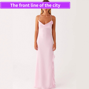 Embroidered Women's Fitted Bodysuit Sexy Stra纯色修身高腰吊