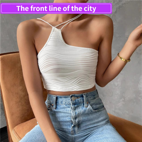 PrintedV-neckstraplessoff-shou