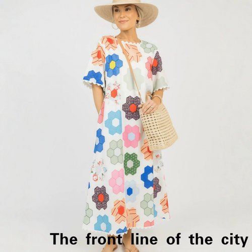 PrintedLooseLinenDress休闲时尚