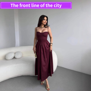 Fashion 清纯 Sexy Strap Women现货吊带法式 时尚 for Split Dress