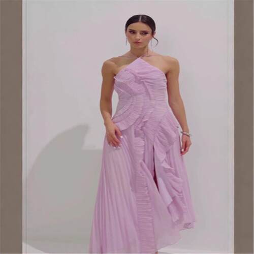 Sexy Deep V Flower Dress Printed Satin Vacation Long Dress爆
