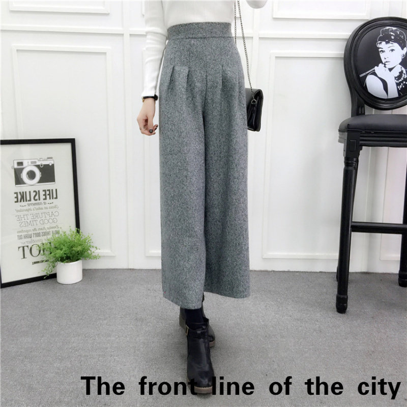 Large casual sexy cotton linen dress子七分九分呢子直筒休闲裤