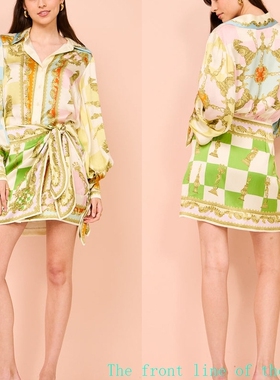 Printed slim fit cotton linen sexy bubble dress2024灯笼袖定