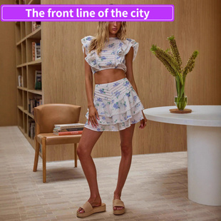 Sexy backless slit spaghetti strap top women休闲荷叶袖系带方