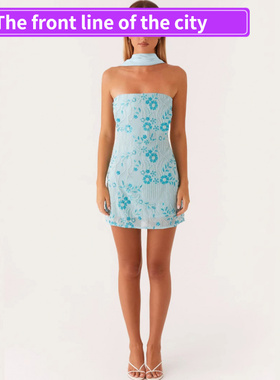 Embroidered Women's Fitted Bodysuit Sexy Stra刺绣亮片抹胸包