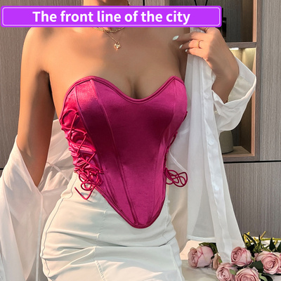 PrintedV-neckstraplessoff-shou