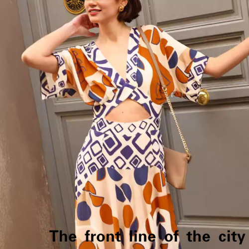 SexySplitBubbleSleeveTiedDress