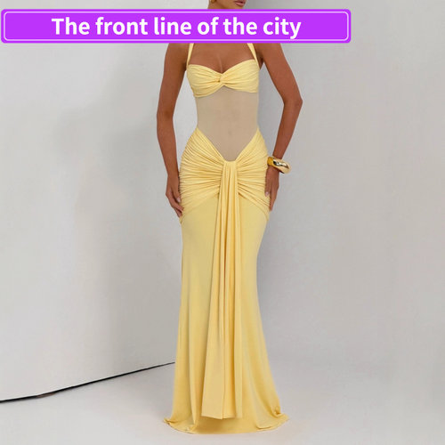 Sexylaceslitslimfitdress挂脖V