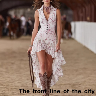 SexySplitBubbleSleeveTiedDress