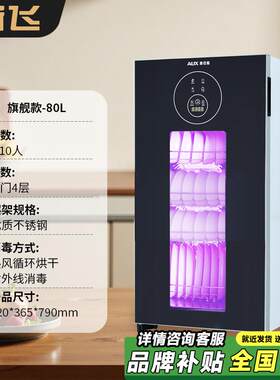 新飞 家用 小型消毒柜二星级台式厨房紫外线立式高温碗筷烘干碗柜