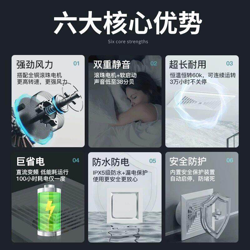 顾家皓月集成吊顶排气扇厨房家用卫生间天花排风扇强力静音换气扇