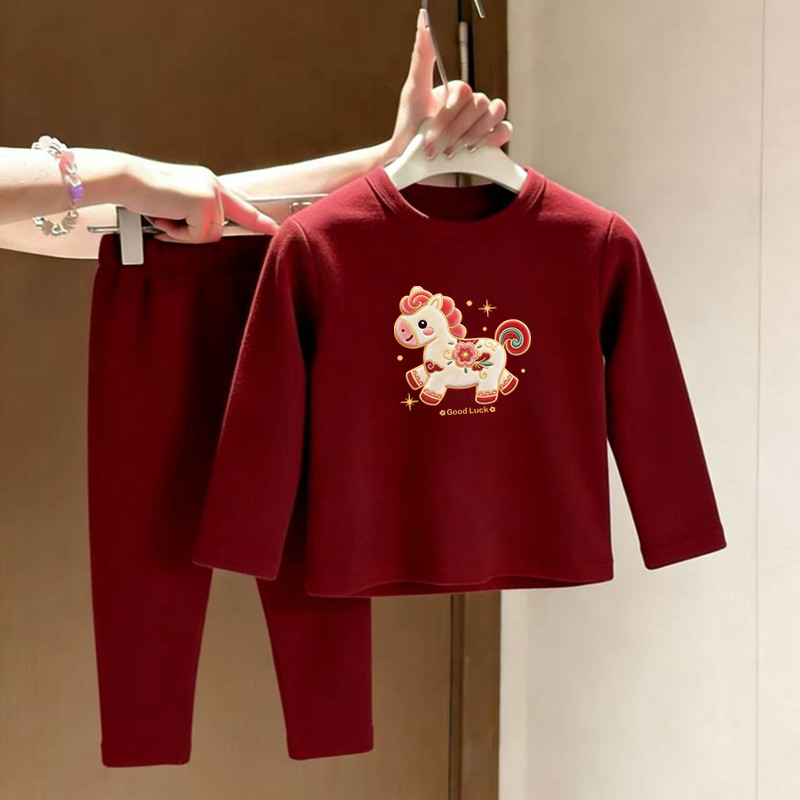 女童长袖套装春秋季新款卡通印花圆领新年服宝宝洋气修身打底长裤,童装/婴儿装/亲子装,家居服套装,淘宝优惠券,粉丝福利购,淘宝优惠卷