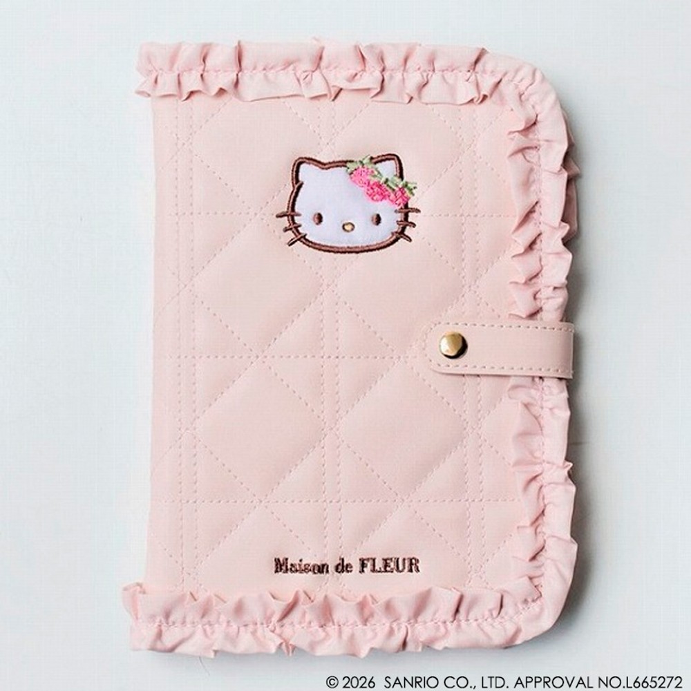 日本Maison de FLEUR×HELLO KITTY草莓蝴蝶结粉色护照包手账包女