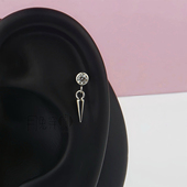 F136钛合金包钻子弹头吊坠耳钉灵动尖锥耳垂钉1.0mm内螺旋耳骨钉