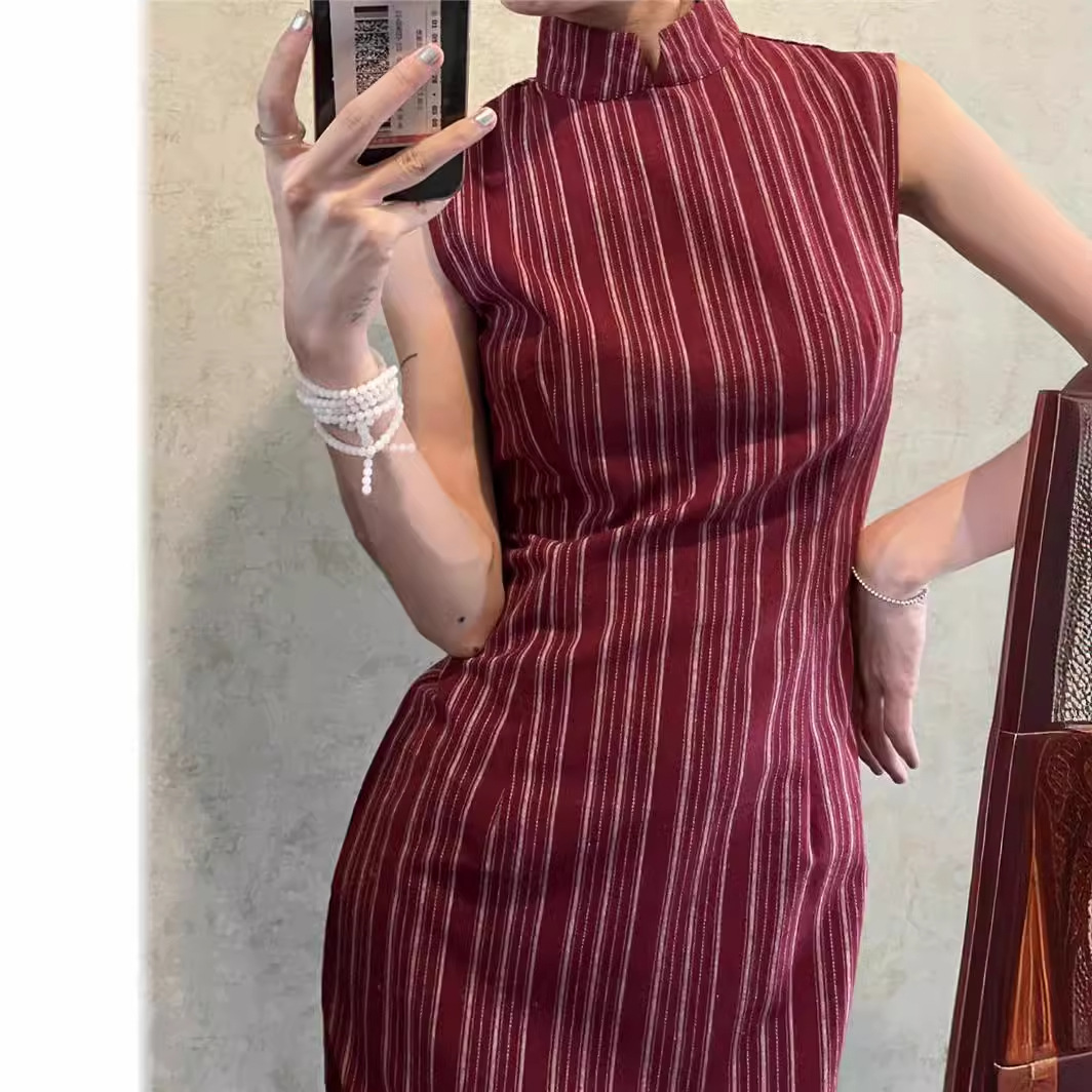 Sexy elastic slim knit dress7568 上海滩小姐姐~国民复古旗袍领 女装/女士精品 连衣裙 原图主图