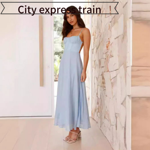 V-necklongbubblesexydress吊带