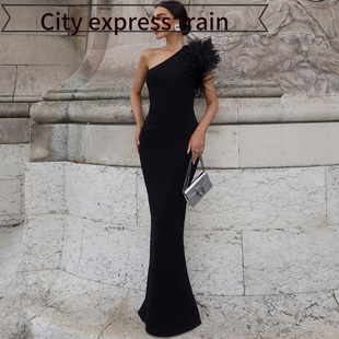 sexy fit slit dress women连衣裙气质高贵纯 Strapless for slim