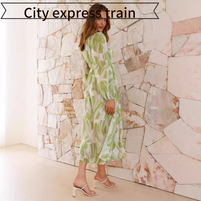 ecklongbubblesexydress雪纺印花