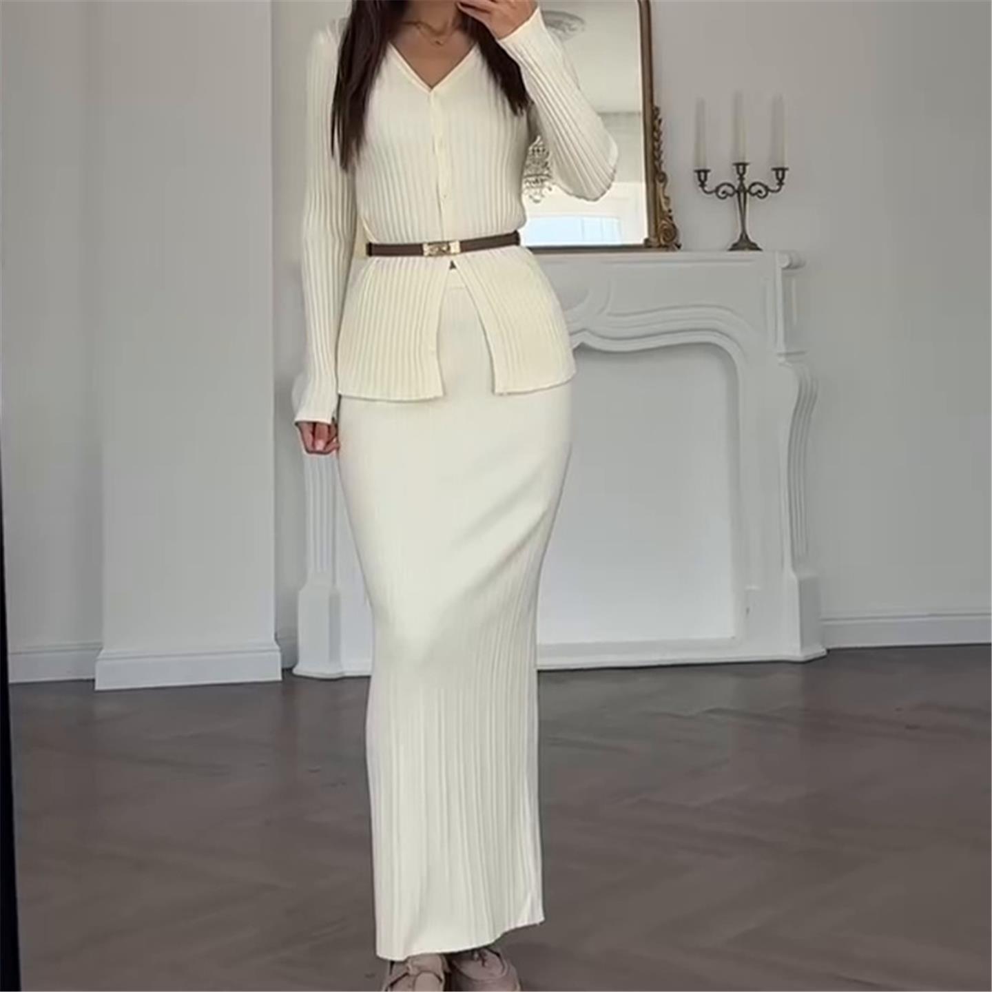 Casual loose jacket sexy dress suit for women秋季v领长袖针织