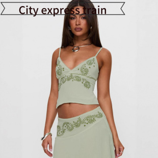 embroidered neck Women dres立体刺绣短款 sequined sexy 吊