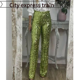 embroidered sequined dres春夏聚会亮片喇 neck sexy Women