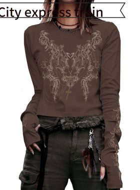 Letter embroidery loose casual long pants hoo长袖个性哥特风