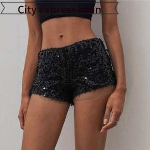 Women neck 修身 dres年女士短裤 embroidered sequined sexy