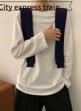 Letter embroidery loose casual long pants hoo白色打底衫女秋