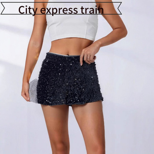 embroidered 夜店风超 Women sequined sexy dres年新品 neck