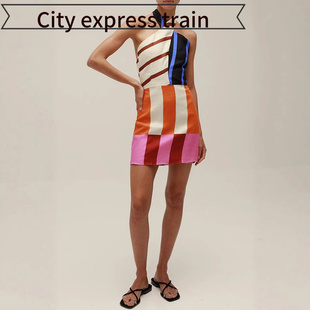 embroidered 亚 Women sequined sexy dres春夏系带无袖 neck