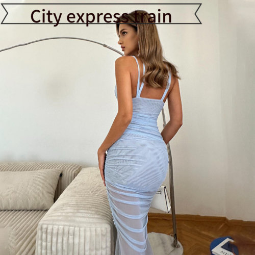 SexyV-neckstrapslimsatindress