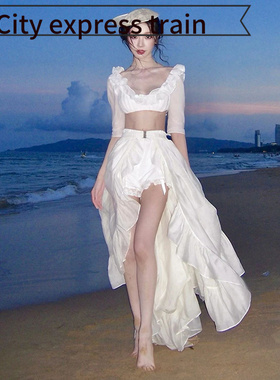 Sexy lace mesh slim fit strapless dress秋季新品易梦玲同款领