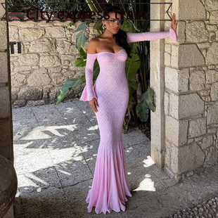 sexy fit slit dress women连衣裙性感裹胸拼 Strapless for slim