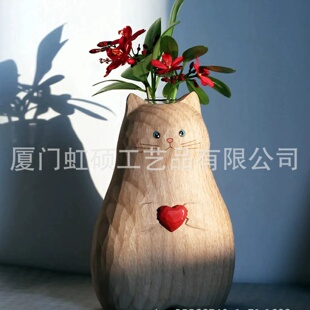 跨境新品 Handmade cat vase爱心猫花瓶装饰树脂工艺品情人节礼物