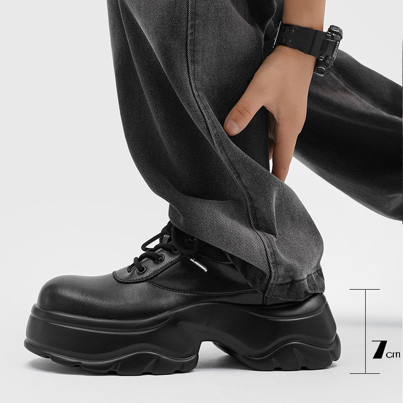 【商场同款】新款厚底增高德比鞋男巴黎复古大头鞋英伦通勤皮鞋黑,流行男鞋,休闲皮鞋,淘宝优惠券,粉丝福利购,淘宝优惠卷