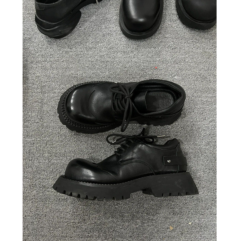 【商场同款】真皮德比鞋男女款情侣增高设计 英伦风厚底工装鞋小