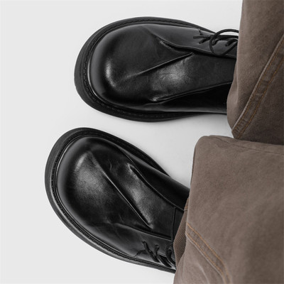 【商场同款】褶皱翘头德比鞋黑色大头皮鞋男高级感情侣增高通勤cl