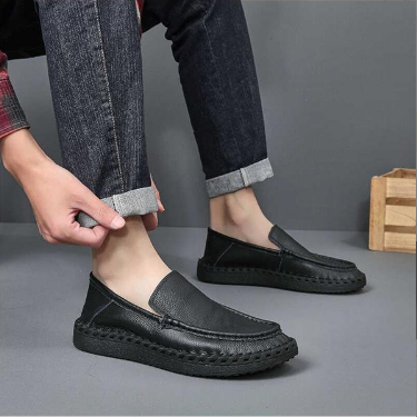【商场同款】牛师傅手工鞋秋季新款头层牛皮男款透气真皮百搭豆豆,流行男鞋,乐福鞋（豆豆鞋）,淘宝优惠券,粉丝福利购,淘宝优惠卷