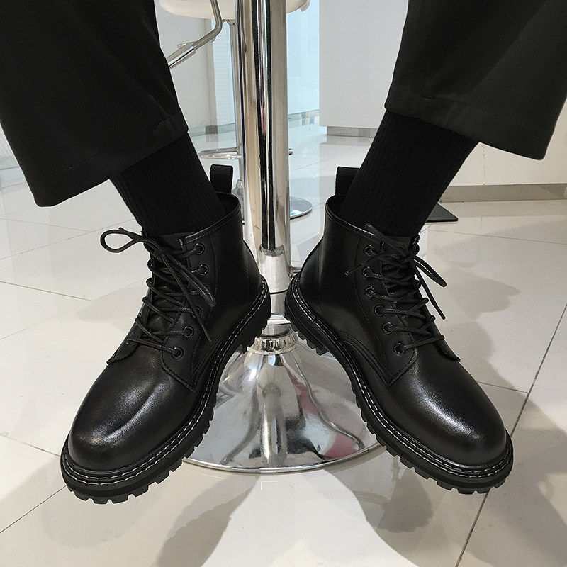 【商场同款】马丁靴男款真皮黑色高帮皮鞋英伦风潮流百搭韩版中帮