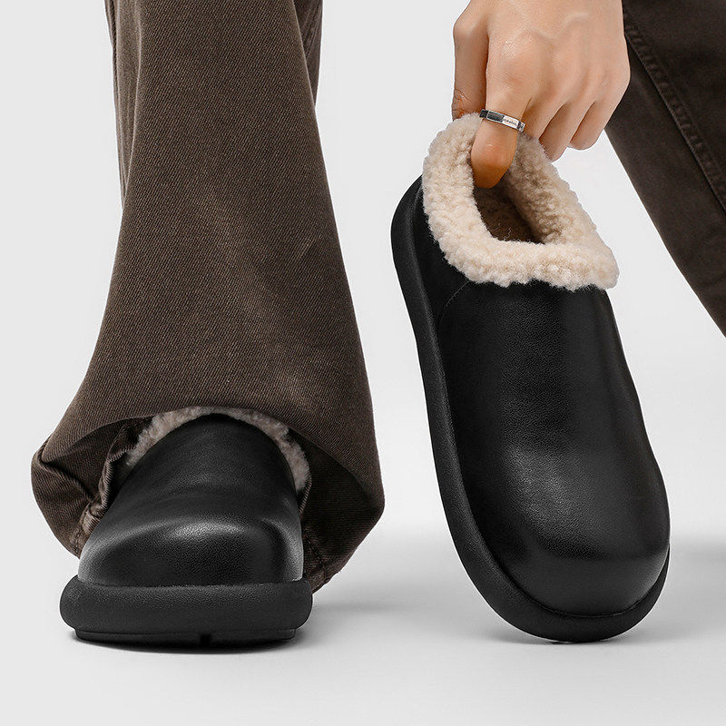 【商场同款】小土豆加绒勃肯鞋男冬季穆勒鞋情侣棉鞋包头半拖鞋一