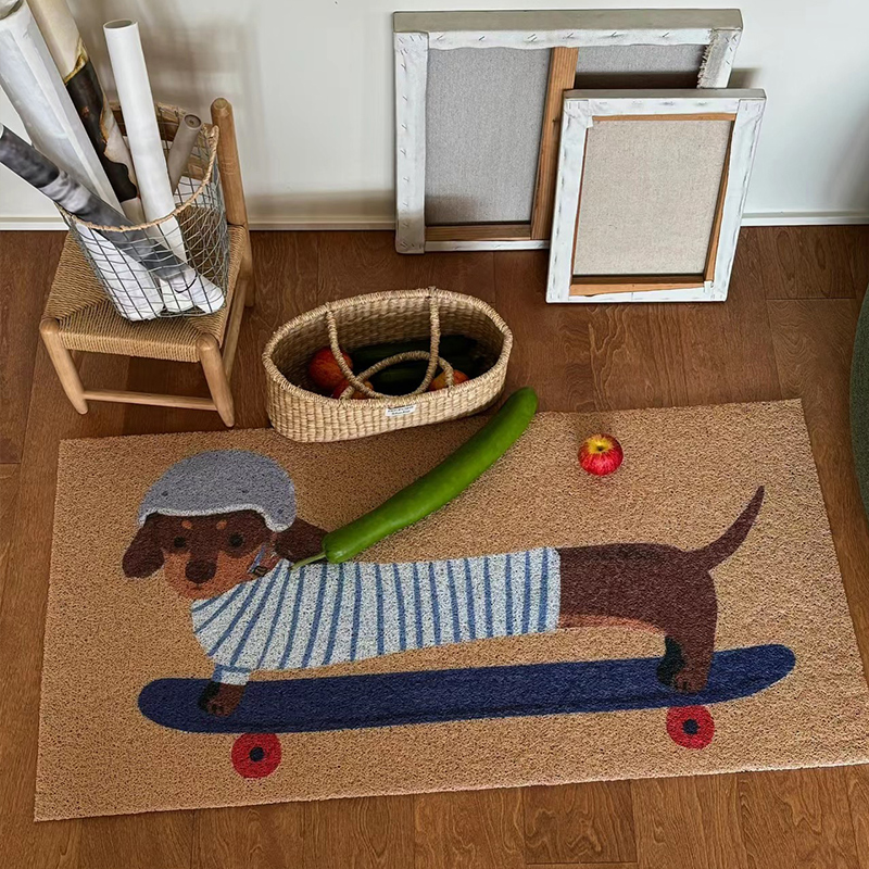 入户门垫进门地垫2025新款家用卡通小狗玄关丝圈地毯耐脏防滑脚垫