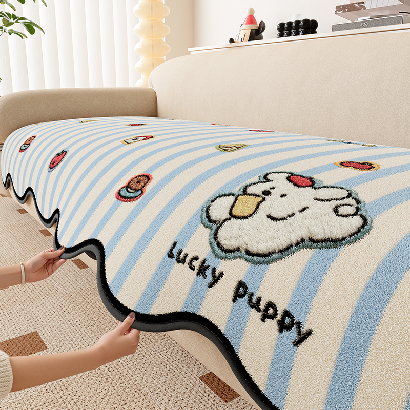 新款秋冬加厚仿羊绒卡通沙发垫