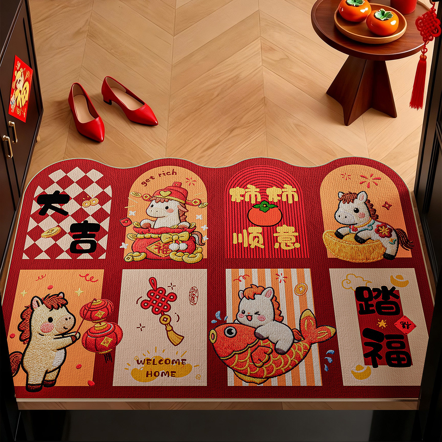 入户门地垫异形进门脚垫门口地毯除尘红色门垫马年新年2026新款垫,居家布艺,入户地垫,淘宝优惠券,粉丝福利购,淘宝优惠卷
