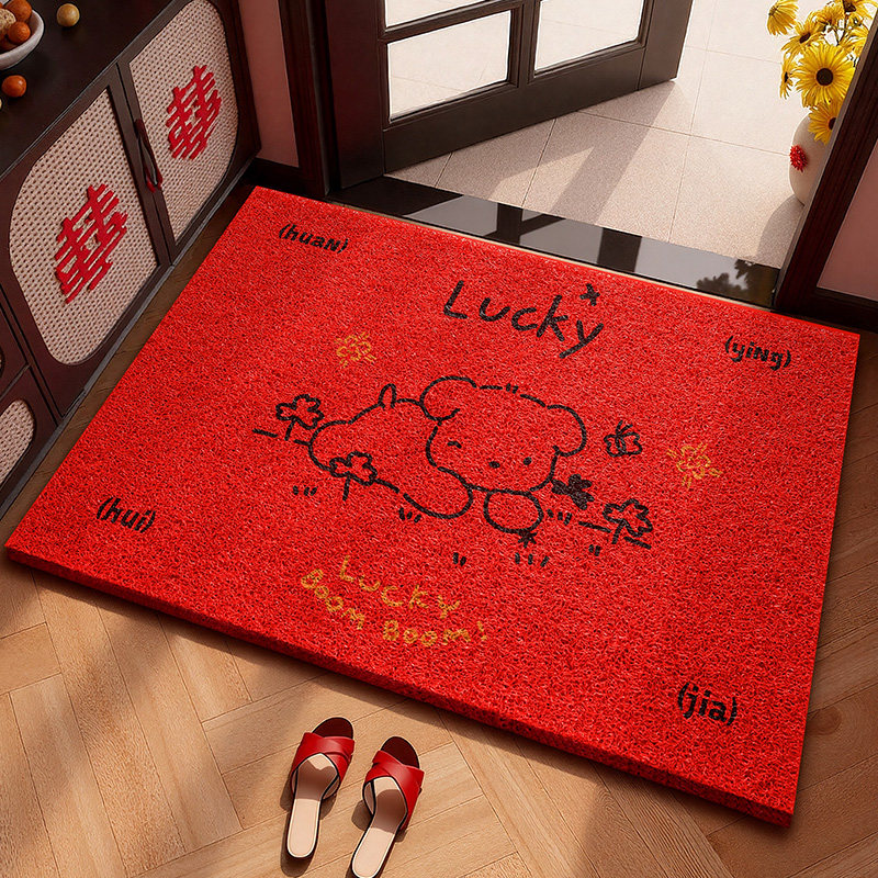 2026新款丝圈地垫入户门垫进门马年喜庆红色卡通玄关进户地毯,居家布艺,入户地垫,淘宝优惠券,粉丝福利购,淘宝优惠卷