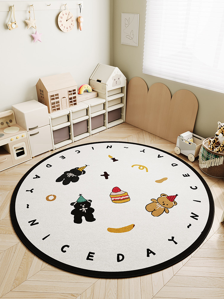 双层可拆洗儿童房地毯圆形床边毯卧室可机洗客厅椅子房间隔音地垫,居家布艺,地毯,淘宝优惠券,粉丝福利购,淘宝优惠卷